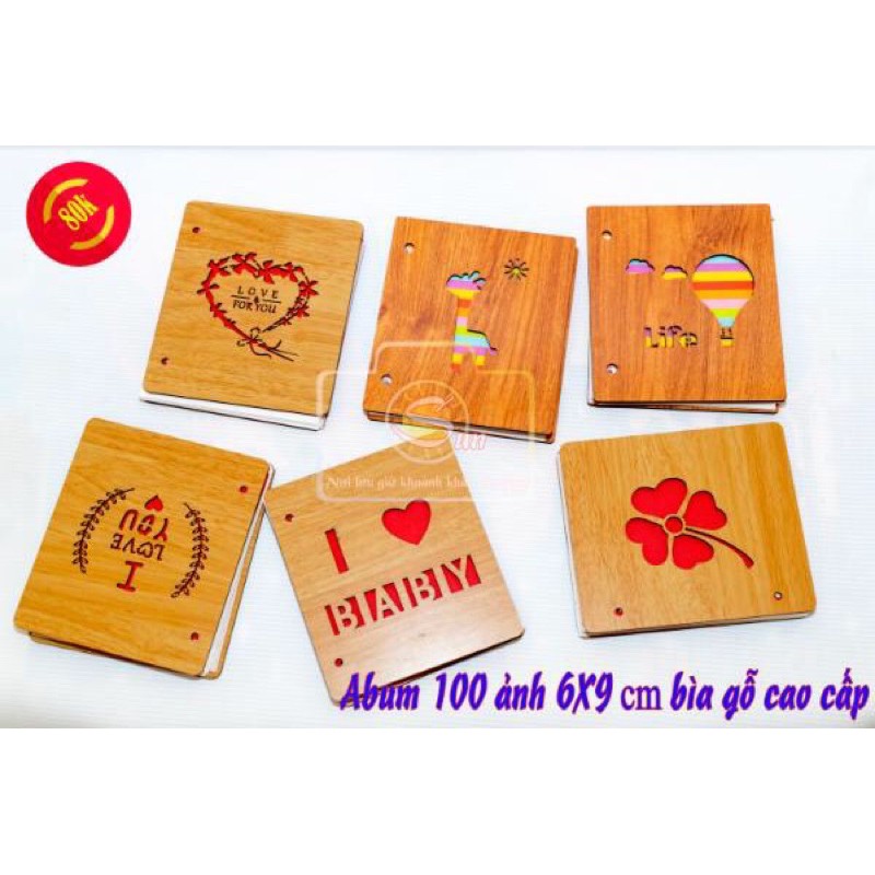 Album bìa gỗ đựng 100 ảnh 6x9