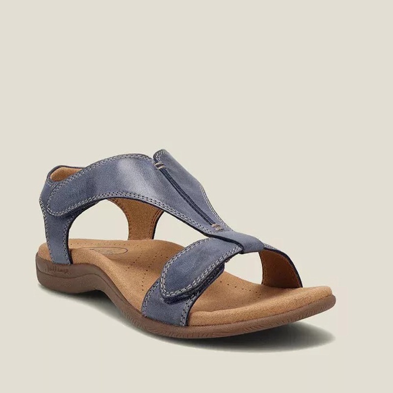 Tikp Giày Sandal Bằng Da Đế Xuồng Dày Quai Dán 6 Màu Tùy Chọn Size 35-42 Cho Nữ