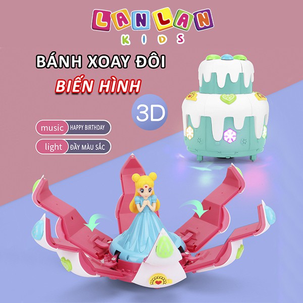Bánh kem bánh gato sinh nhật 2 tầng biến hình công chúa LANLAN KIDS đồ chơi sáng tạo cho bé