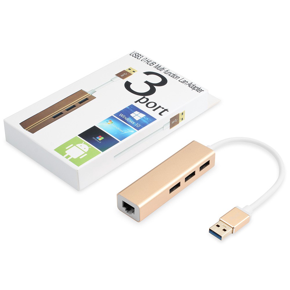 Dây Cáp Chuyển Đổi USB 3.0 Sang Lan Tốc Độ 10/100/1000 Mbps Gigabit ✨ Tích Hợp 3 Công USB 3.0 Tiện Lợi Chất Lượng