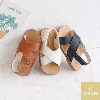 Dép cho bé trai bé gái - Dép sandal cho bé quai chéo thoáng chân chất da PU siêu mềm MG baby đế cao su mềm