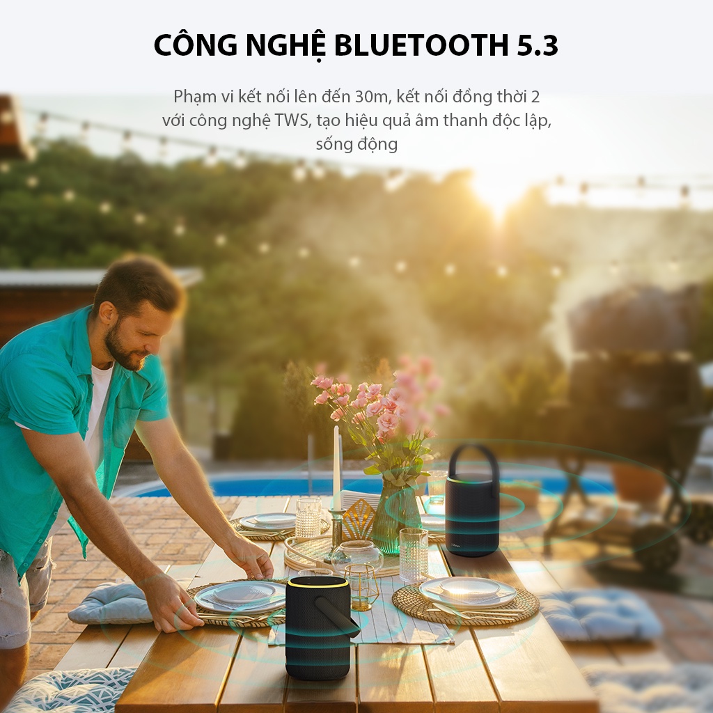 Loa Bluetooth 5.3 âm pass mạnh mẽ VIVAN VS50 Hi-Fi Công Suất 40W - Chống Nước IPX7