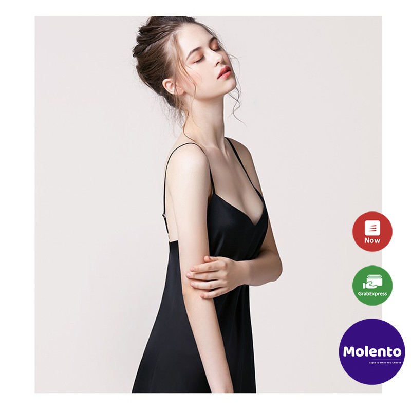 Váy ngủ lụa 2 dây cao cấp, đầm ngủ dễ thương mặc nhà đẹp thoải mái phong cách Hàn Quốc Molento - X34 | BigBuy360 - bigbuy360.vn