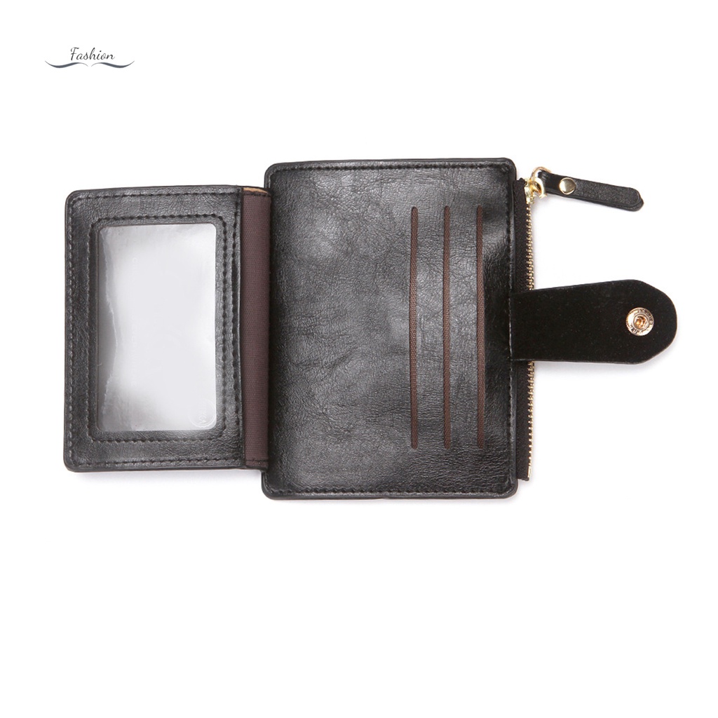 Ví Da PU Mini Phối Khóa Kéo Đựng Thẻ Phong Cách Unisex