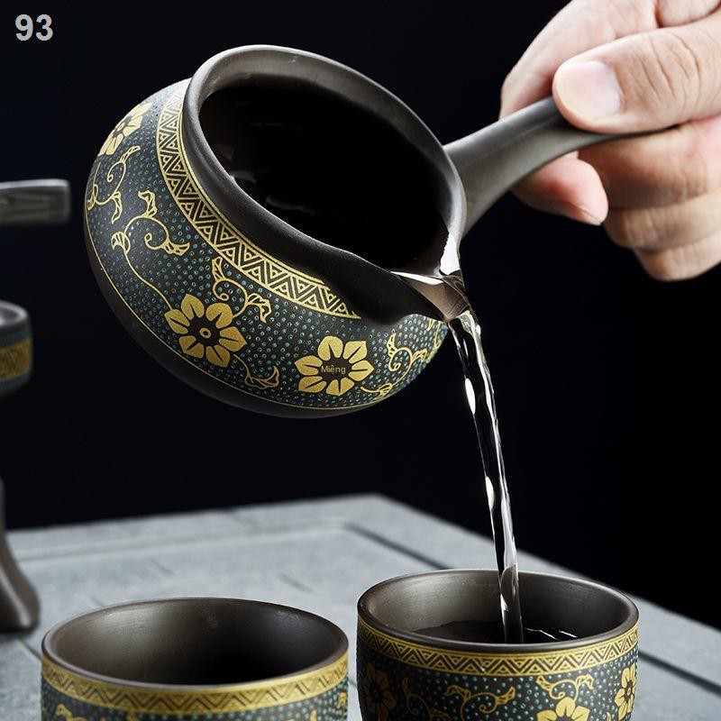 V> Wan Qingxing [1 cối xay đá, 1 biển và 6 cốc] Bộ ấm trà Kung Fu bán tự động Lazy Bộ ấm chén sáng tạo
