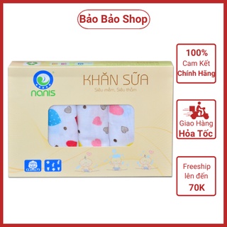 Khăn sữa cho bé sơ sinh cao cấp nanis 2 lớp in hình 32x32