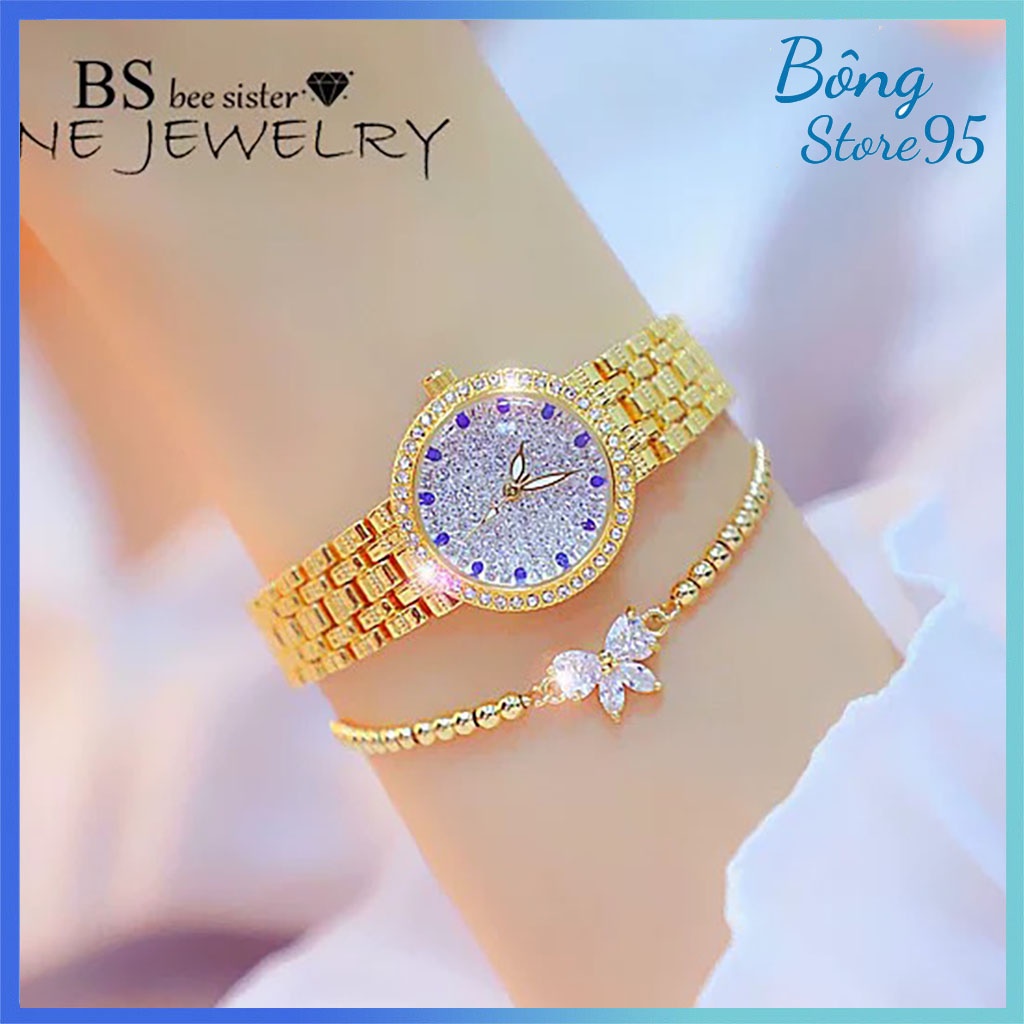 Đồng Hồ Nữ BS Bee Sister FA1598 Dây Đeo Bằng Thép Không Gỉ- Đồng Hồ Thạch Anh Mặt Đính Đá Sang Trọng + Tặng Kèm Hộp
