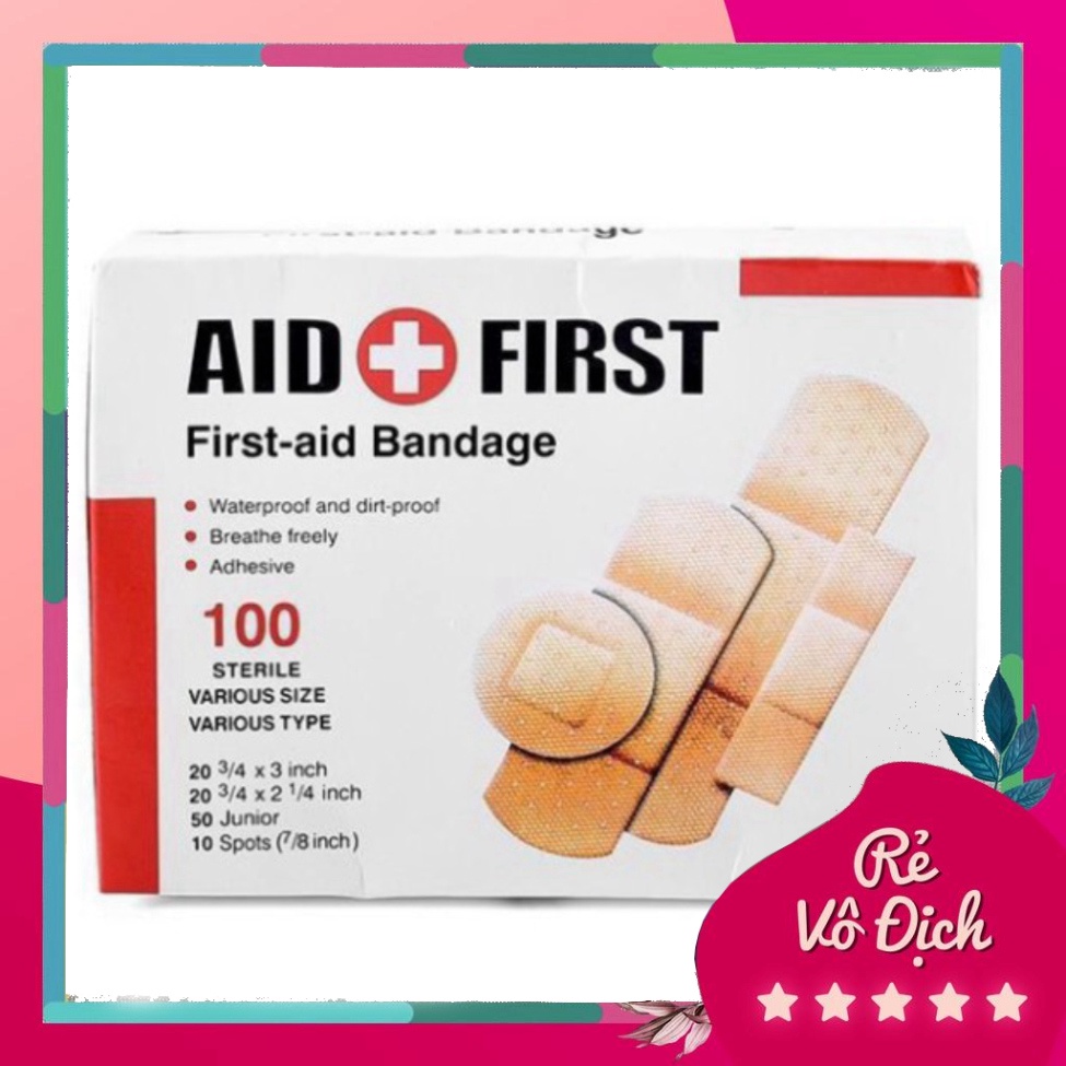 Hộp 100 Miếng Dán Vết Thương Urgo Aid First, Tiện Dụng Cho Gia Đình, Hàng Chuẩn Chất Lượng 100%