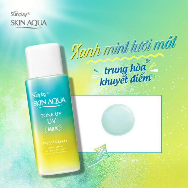 Kem chống nắng Sunplay Skin Aqua Tone Up UV Milk Mint Green SPF50+ PA++++ 50g - kcn