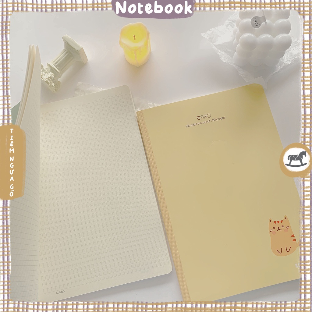 [COMBO 3 QUYỂN] Vở May Dán Gáy Caro Grid B5 Klong 80 Trang 100 GSM Ghi Chép Học Tập Bullet Journal MS 834 - Tiệm Ngựa Gỗ