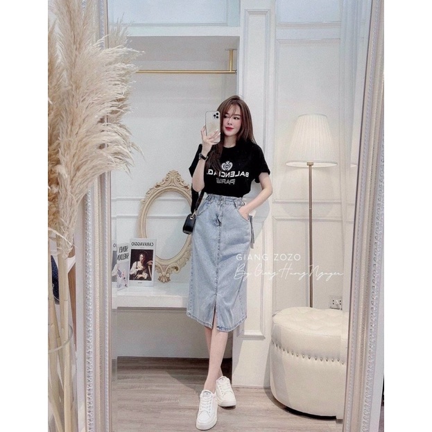 CHÂN VÁY JEAN 2 NÚT( KÈM ẢNH THẬT)