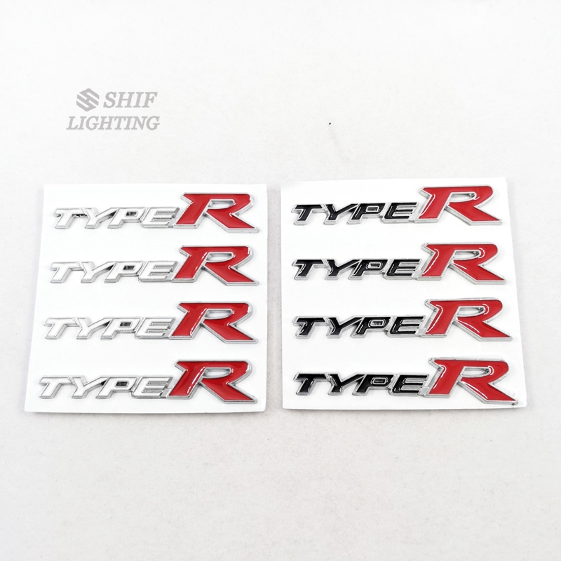 4 x Small Metal TYPER TYPE R Letter Car Auto Rear Side Steering Wheel Emblem Badge Sticker Decal Civic