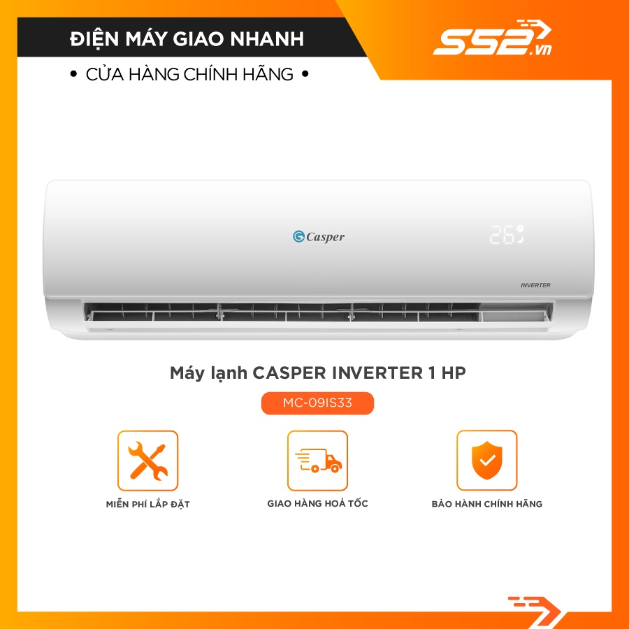 [Miễn Phí Lắp Đặt TP.HCM] Máy lạnh Casper Inverter MC-09IS33-Hàng Chính Hãng