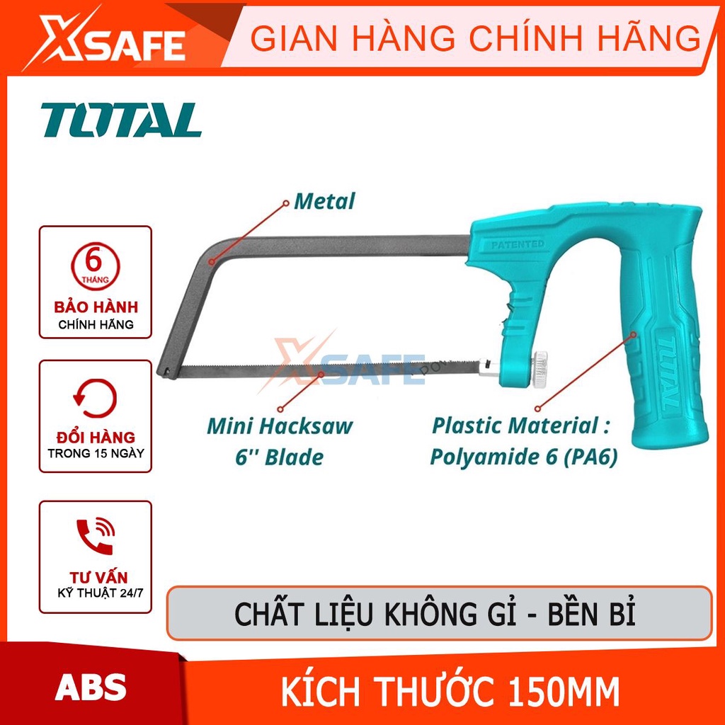 Khung cưa sắt mini 150mm Total TMHHF1505, tay cầm bằng nhựa ABS thoải mái, khung lắp lưỡi cưa, thép cao cấp, chắc chắn
