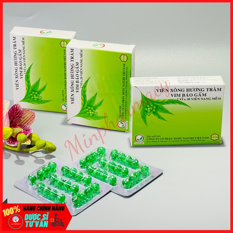 Viên xông tinh dầu hương tràm VIM Báo Gấm Hộp 40 viên nang mềm - Minpharmacy