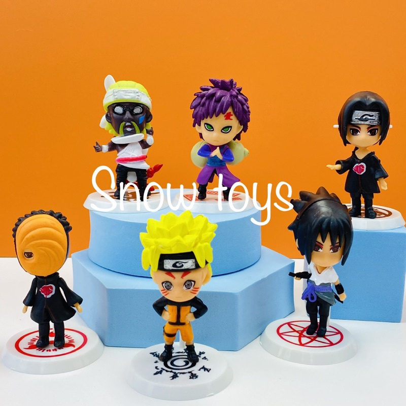 Mô hình Naruto - Set 6 nhân vật Uzumaki Naruto Gaara Killer Bee Uchiha Sasuke Itachi Obito - Cao 7cm