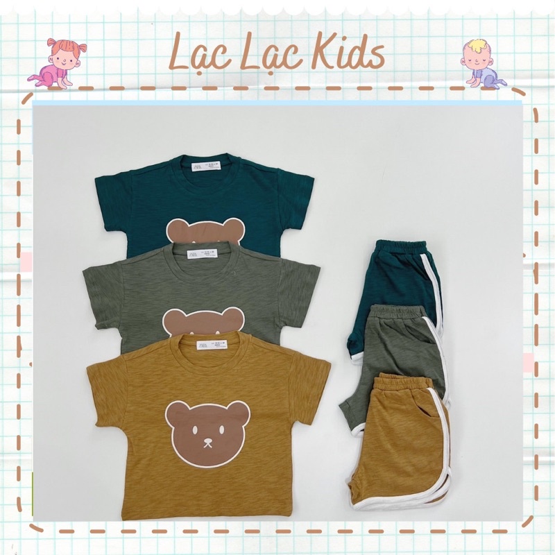 Bộ Zara cotton xước hàn quốc siêu mát bộ đồ mùa hè đi học đi chơi ơ nhà cho bé trai bé gái