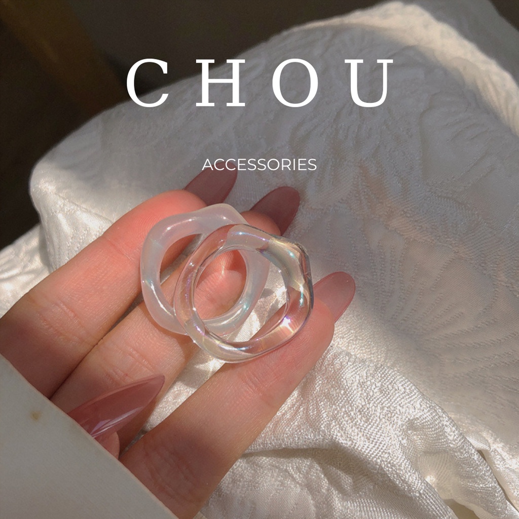Set 2 Nhẫn Trắng Trong | CHOU ACCESSORIES |