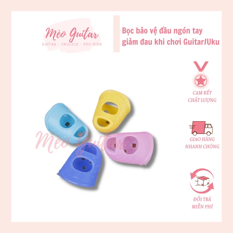 Bộ 4 Bọc ngón bảo vệ tay khi chơi Guitar / Ukulele chất lượng | Bọc bảo vệ đầu ngón tay  Mèo Guitar