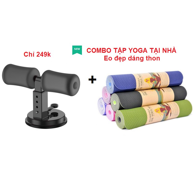 Combo thảm Yoga cao cấp 2 lớp + Dụng cụ tập bụng đa năng giúp eo đẹp dáng thon