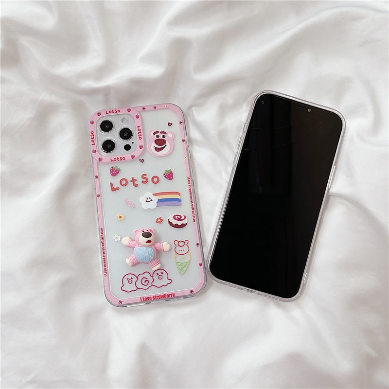 Dễ Thương Ốp Điện Thoại Silicon Chống Sốc Hình Gấu Dâu Tây Cho Apple12Softxranti 11 P