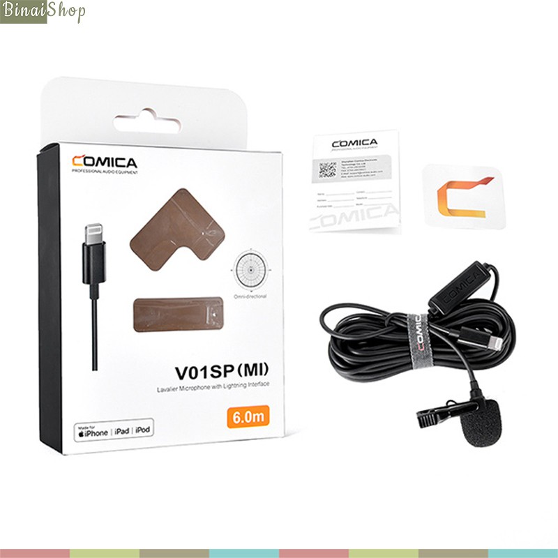 Comica CVM-V01SP (MI) - Microphone Cài Áo Có Dây Cổng Lightning Chuẩn MFi, Thu Âm Cho Thiết Bị IOS (IPhone, IPad