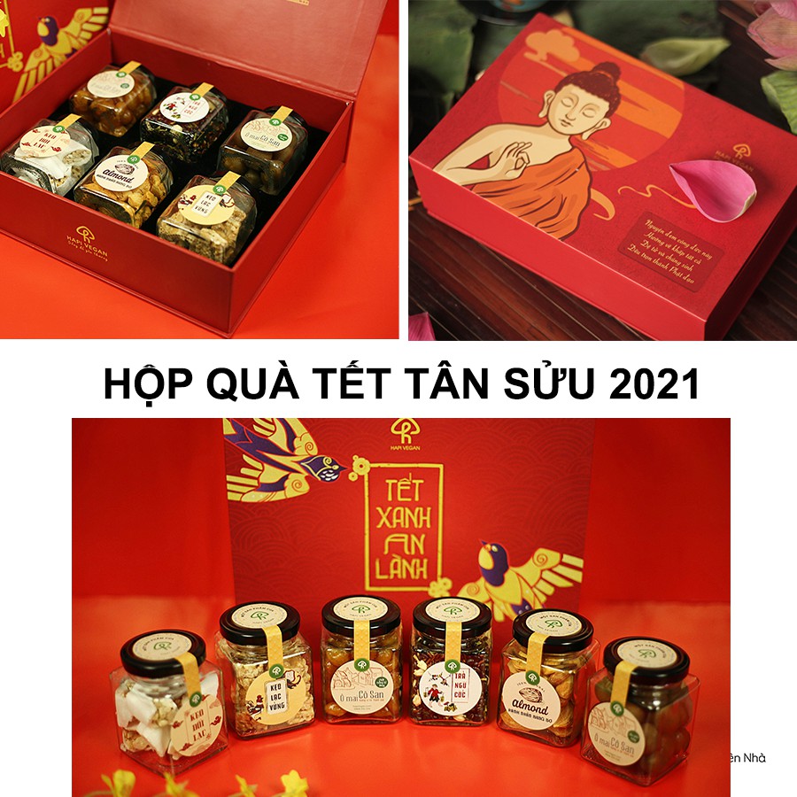 Hộp quà Tết 2021 tặng kèm Lì xì - Set quà Tết phong cách Phật Giáo - Hiên Nhà