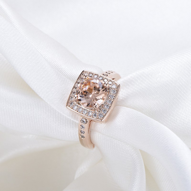 Aifei Jewellery Women Ring Mosaic Diamond 925 Sterling Silver 18K Rose Gold Plating R341