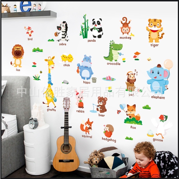 Decal trang trí tường - Thú tiếng anh đặc sắc