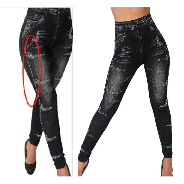 ❏Quần giả Jean Nữ Ôm Dáng Lưng Cao, Co Giãn Chuẩn Xịn [Ảnh Thật]