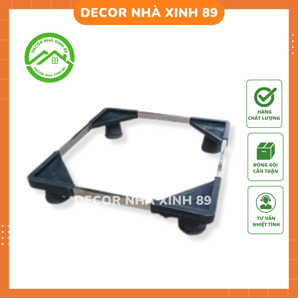 Chân kê kệ máy giặt, tủ lạnh chống rung lắc khung Inox điều chỉnh được kích thước - Decor Nhà Xinh