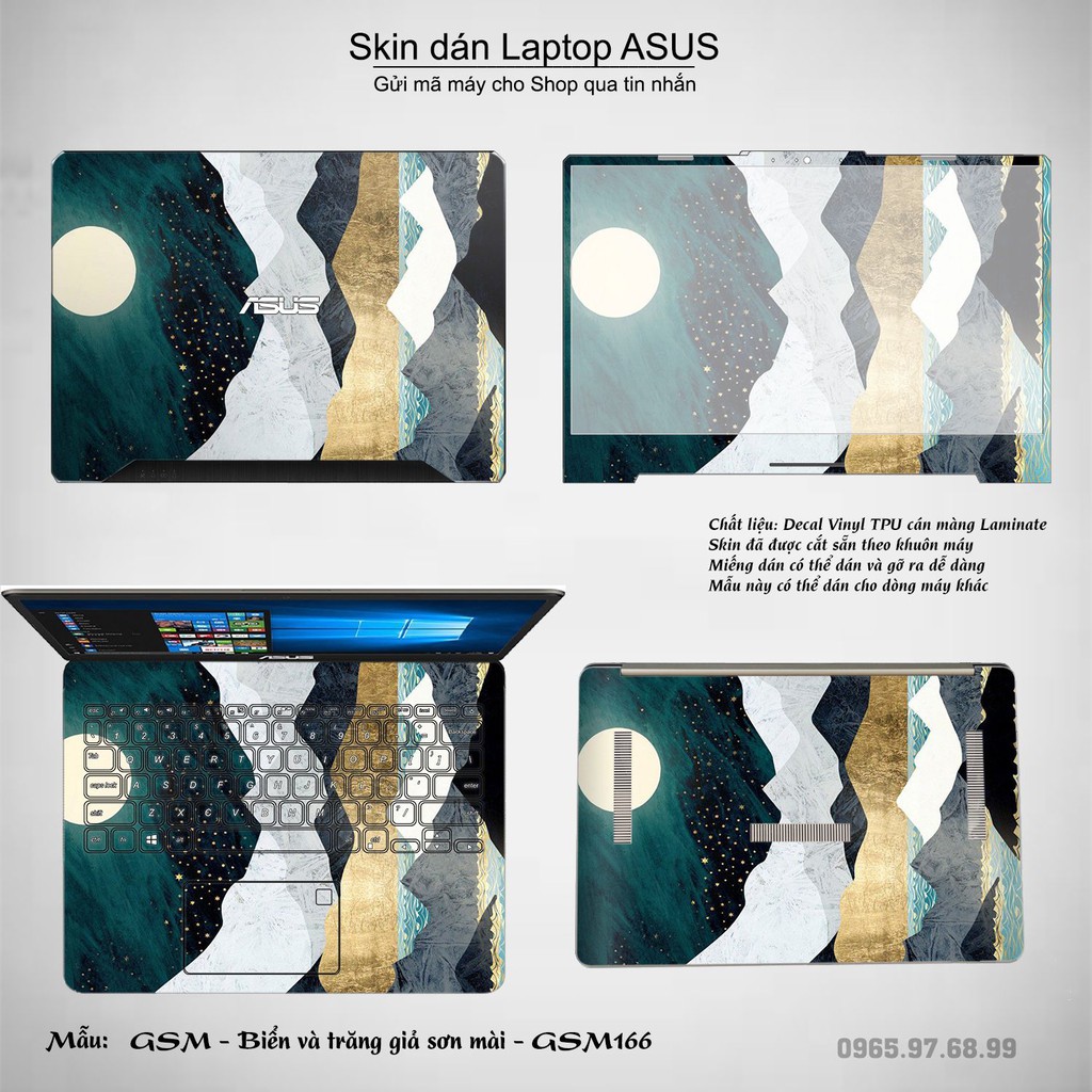 Skin dán Laptop Asus in hình giả sơn mài (inbox mã máy cho Shop)