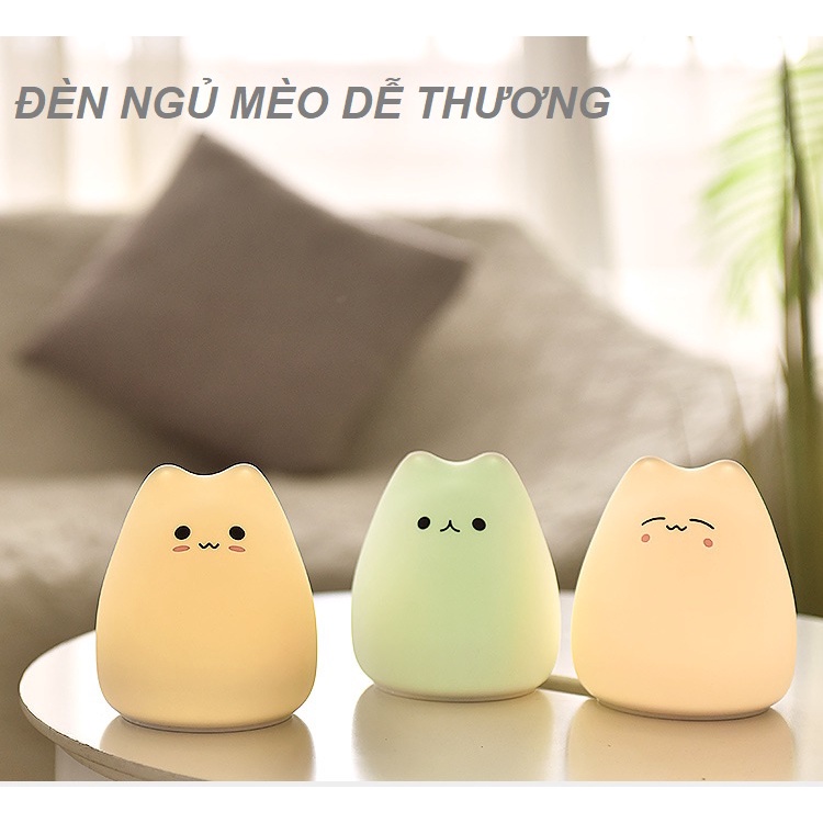 Đèn ngủ LED cảm ứng mini mèo dễ thương ánh sáng nhẹ tự điều chỉnh bảo vệ mắt khi ngủ - DNL01