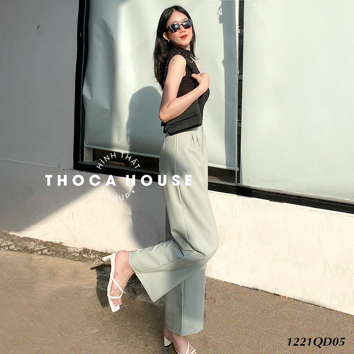 Quần tây công sở thiết kế ống rộng trơn THOCA HOUSE trắng, đen, nude, cafe, xanh mint hàng độc quyền