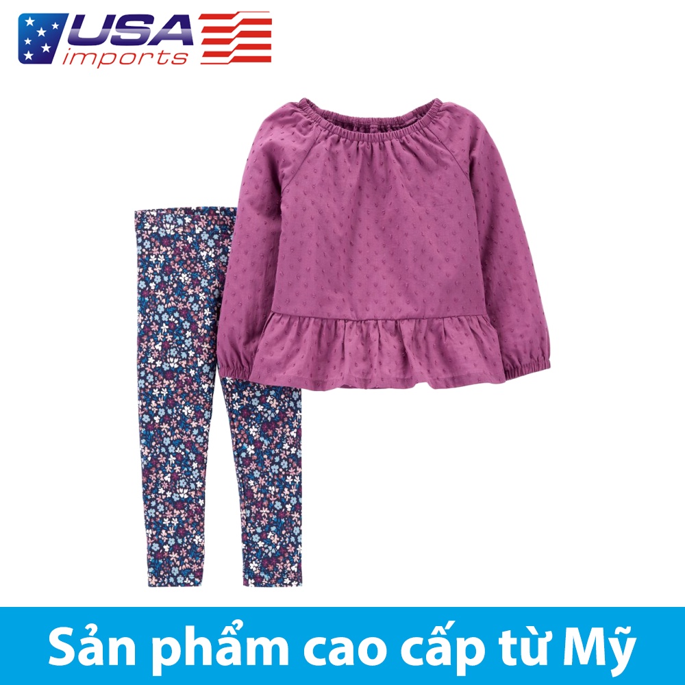 Set áo tay dài nhúng bèo kèm quần legging Car-tờ Auth Từ Mỹ (1M454810)
