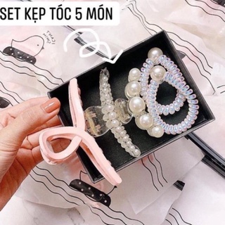 Sét kẹp tóc 5 món siêu kute sét 5 món kẹp tóc hàn quốc kute