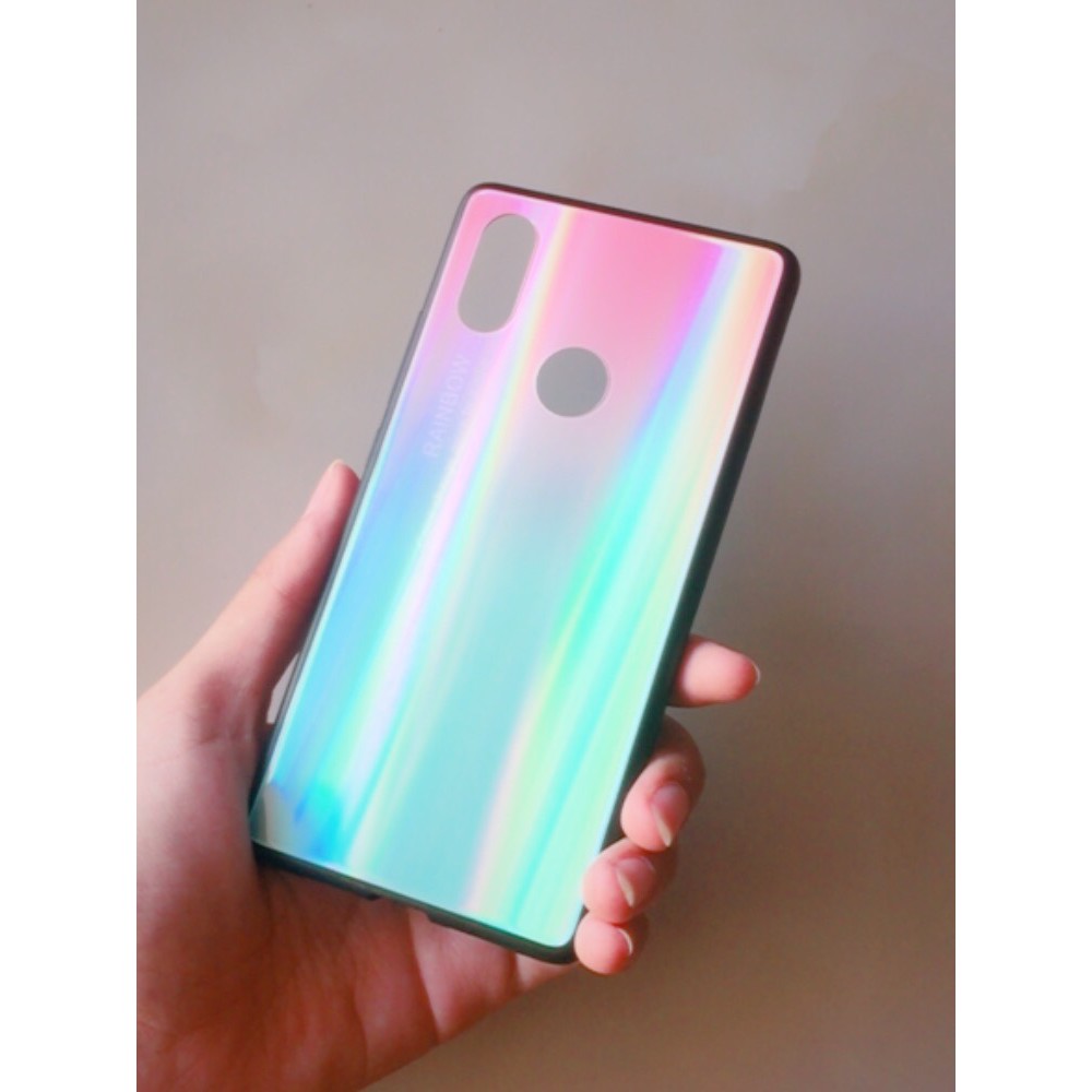Ốp lưng xiaomi mi 8 / xiaomi mi 8 se mặt lưng bóng cầu vồng 7 mầu