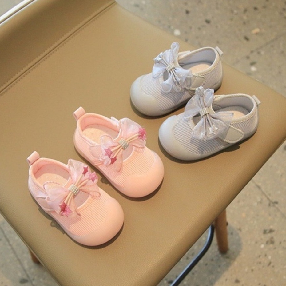 Giày búp bê đính nơ ngôi sao xinh xắn cho bé gái từ 1 đến 3 tuổi