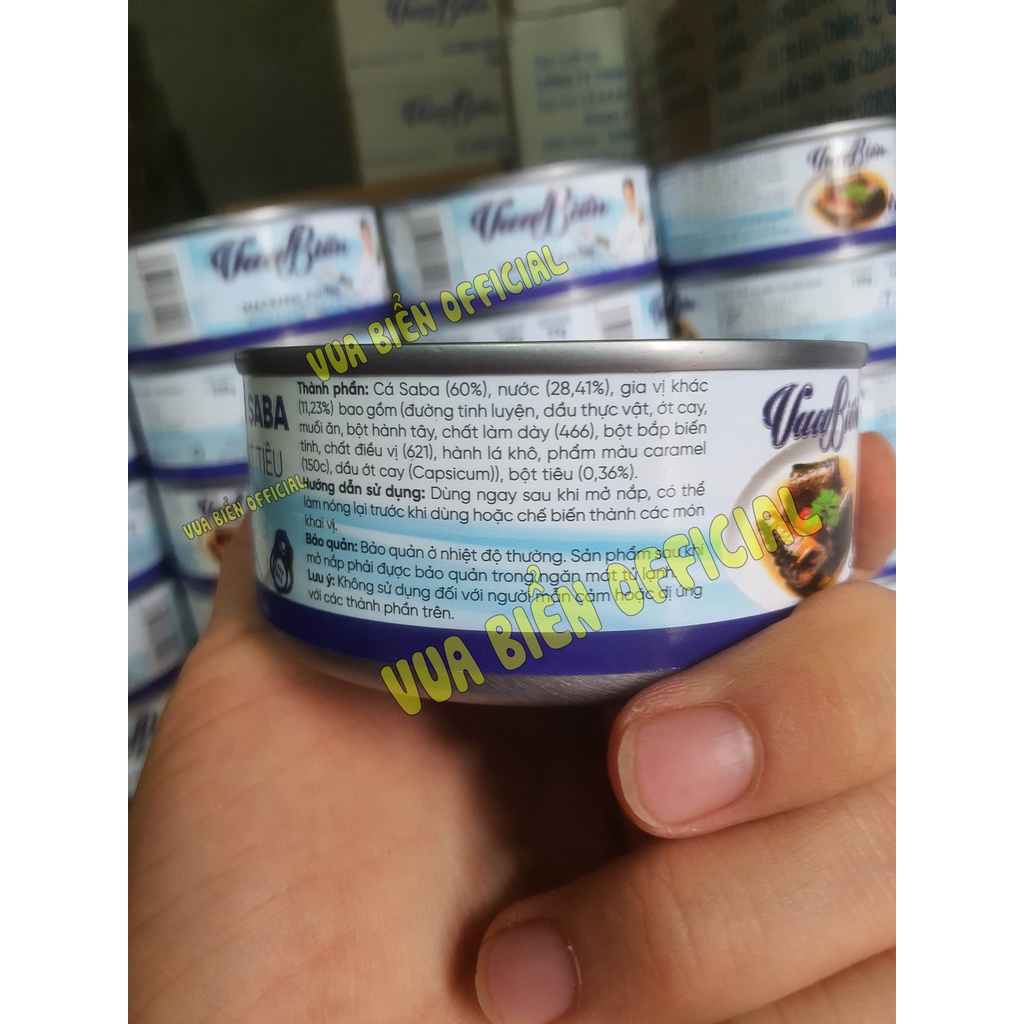 CÁ SABA XỐT TIÊU  VUA BIỂN CHÍNH HÃNG - MACKEREL CHUNK PEPPER SAUCE 155g - HSD 30/12/2024