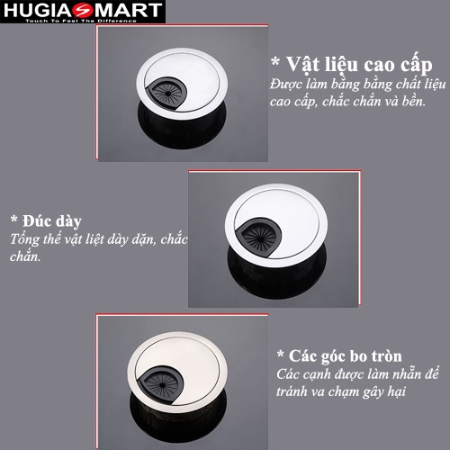Nắp luồn dây điện ⚡ Hugiasmart ⚡Nắp che lỗ luồn dây điện gắn bàn làm việc tiện dụng