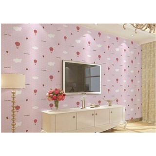 Cuộn 1M PVC giấy dán tường - KHÍ CẦU NỀN HỒNG