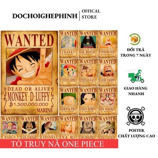 Poster Truy Nã One Piece Kích Thước 51*36 cm - Tờ Truy Nã Nhân Vật Hoạt Hình One Piece Dán Tường Siêu Đẹp