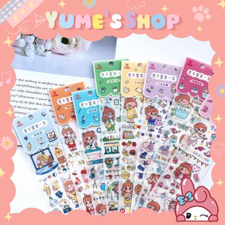 Sticker Hình Cô Gái Trang Trí Sổ Tay, Decor Cute