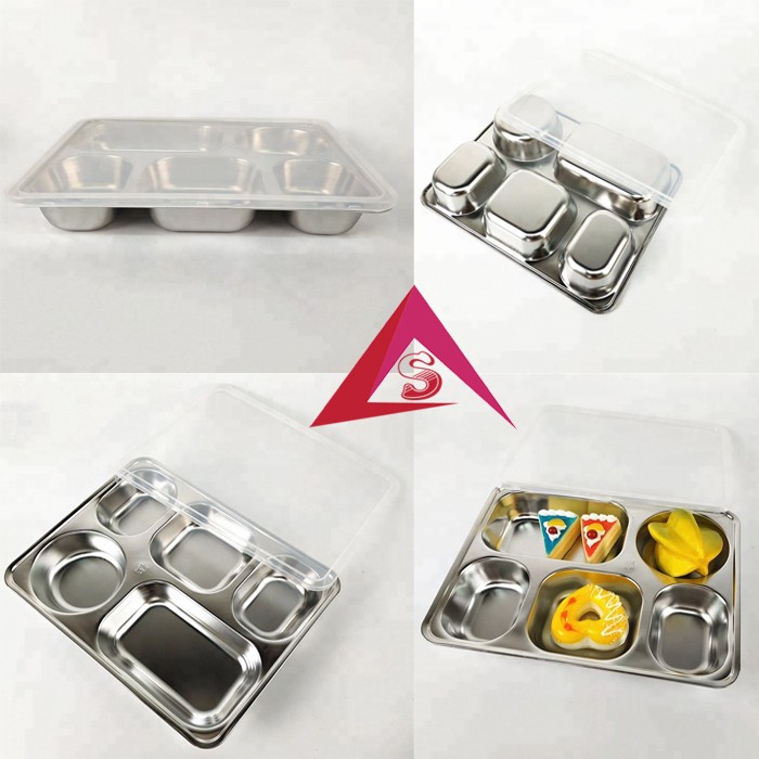 BỘ KHAY CƠM PHẦN 5 NGĂN SÂU INOX | BigBuy360 - bigbuy360.vn