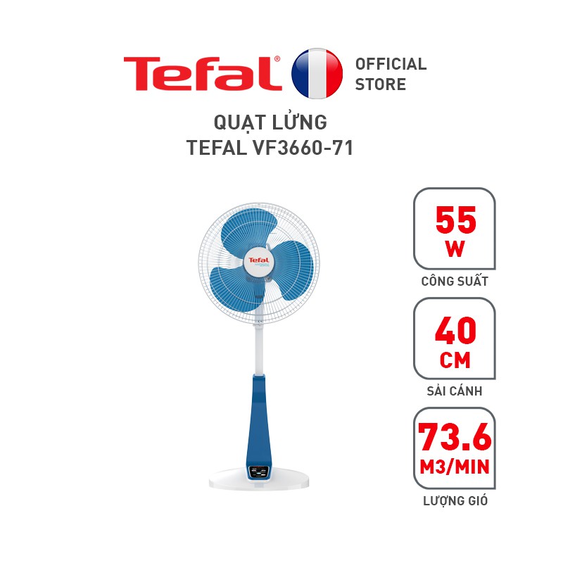 [Mã ELTEFAL08 giảm 5% đơn 500K] Quạt Lửng Tefal VF3660-71 55W