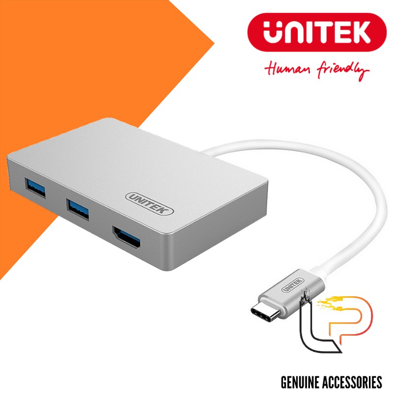 Bộ chuyển USB Type-C ra 2 Port USB 3.0 + HDMI Unitek Y-3707