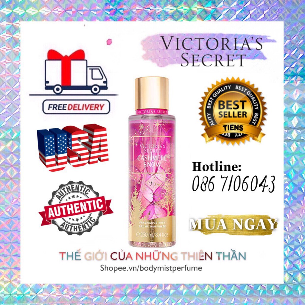 𝗕𝗢𝗗𝗬𝗠𝗜𝗦𝗧⚜️Mẫu thử xịt thơm Body Mist Victoria's Secret - Cashmere Snow 250ml