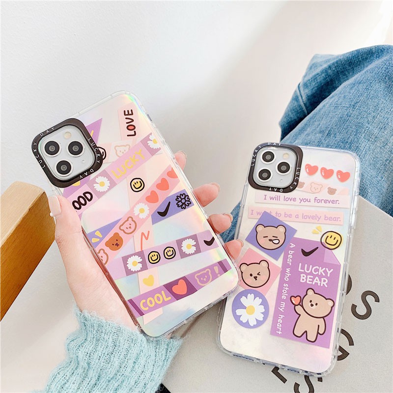 Ốp lưng iphone Lucky Bear phản quang 5/5s/6/6plus/6s/6splus/7/7plus/8/8plus/x/xr/xs/11/12/pro/max/plus/promax