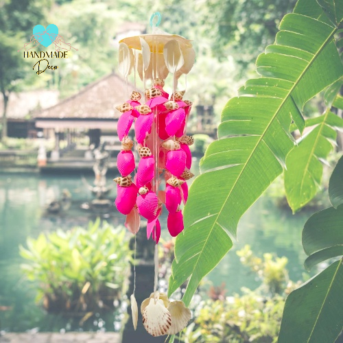 Chuông gió treo cửa làm từ  vỏ sò trang trí ,decor phong cách biển