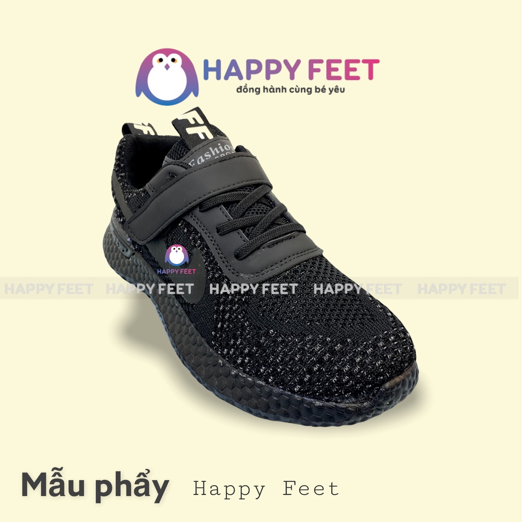 Giầy đen đồng phục, giày thể thao đen Happy Feet cho bé trai bé gái đi học -No 8857